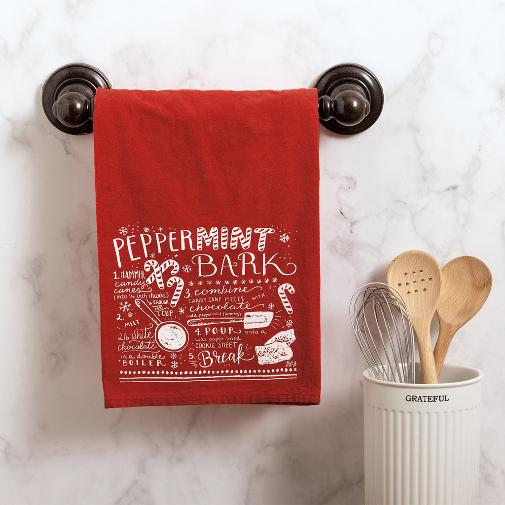 Peppermint Bark Recipe Tea Towel