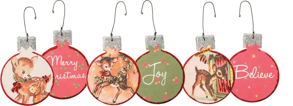Retro Deer Ornaments, Set of Three