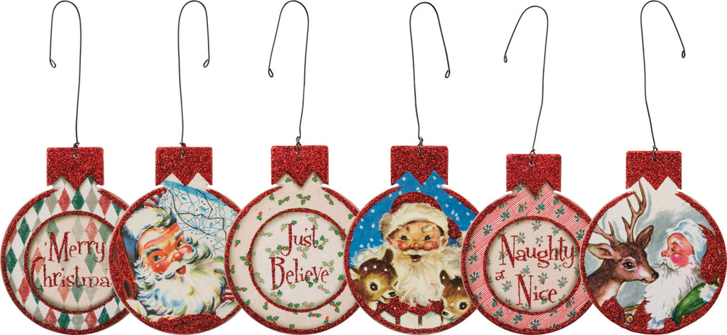 Vintage Santa Ornaments, Set of Three