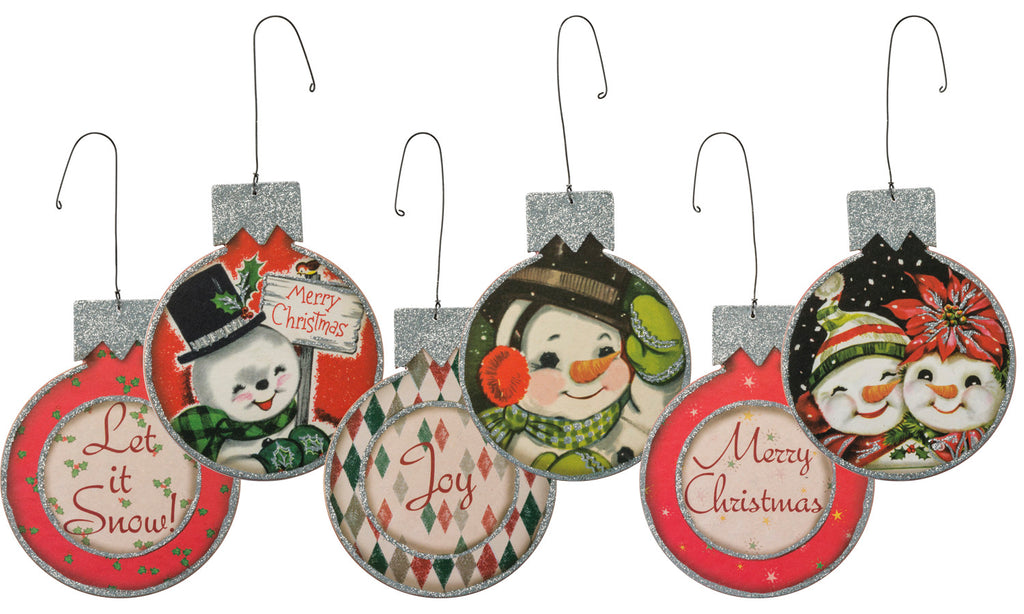 Vintage Jolly Snowman Ornaments, Set of Three