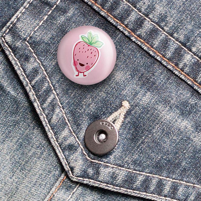 Strawberry Pin-backed button - The Curated Squirrel