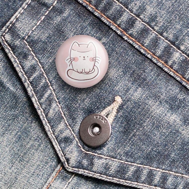 Marsh-meow-llow Cat Pun Marshmallow Pin Back Button - The Curated Squirrel