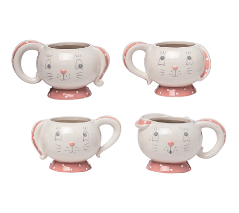 Johanna Parker Easter Dottie Bunny Mini Mugs, Set of Four